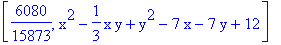 [6080/15873, x^2-1/3*x*y+y^2-7*x-7*y+12]